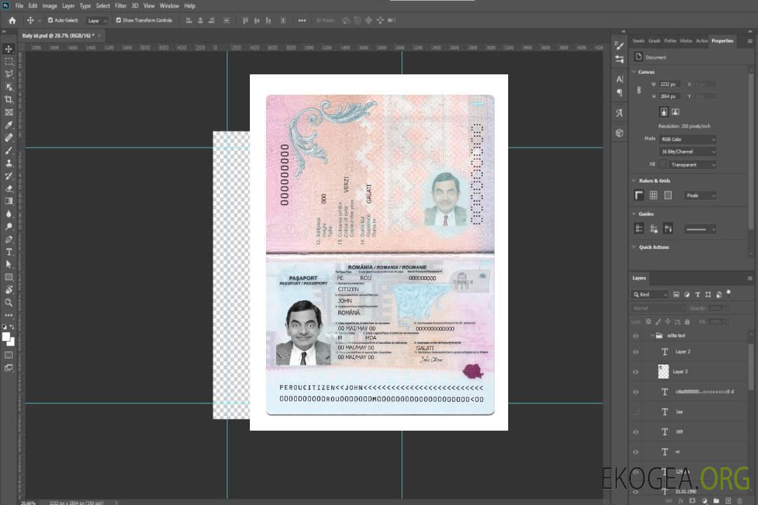 Passeport roumain 2021-présent template Passeport roumain 2021-présent template